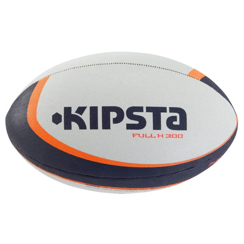 Bola de Rugby R300 Full T3 Branca-laranja BALL FULL H 300 S3 ORANGE, 3