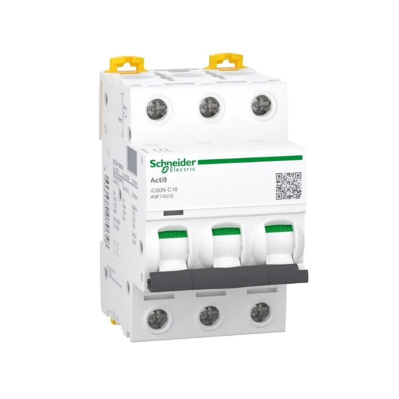 Disjuntor 3P 16A C 20Ka 230V Acti9 Ic60N A9F74316-Br Schneider