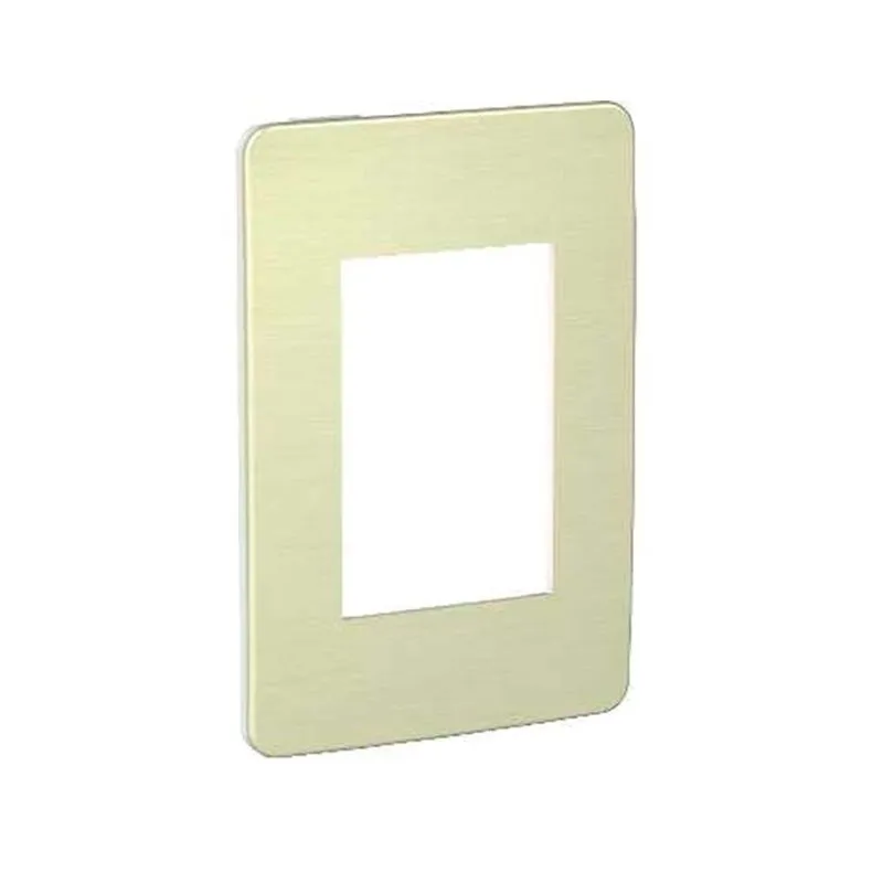 Placa 4X2 3 postos branca e alumínio Aurora gold Schneider