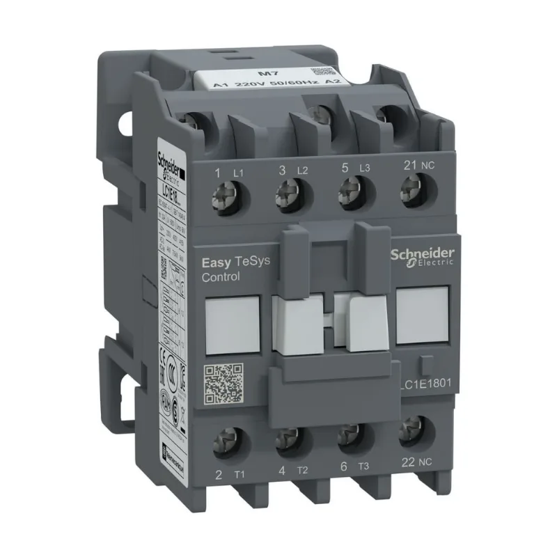 Contator 3P 18A 220V 50/60Hz 1Nf LC1E1801M7 Schneider