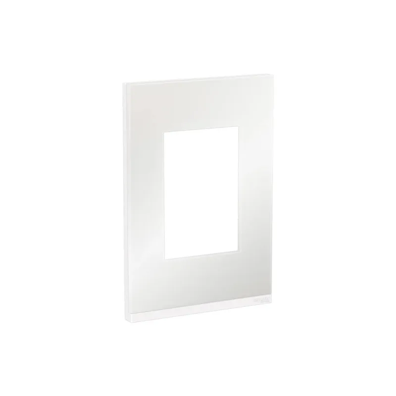 Placa 4X2 Para 3 Módulos Verticais Com Suporte Branco E Branco Glass Orion Schneider