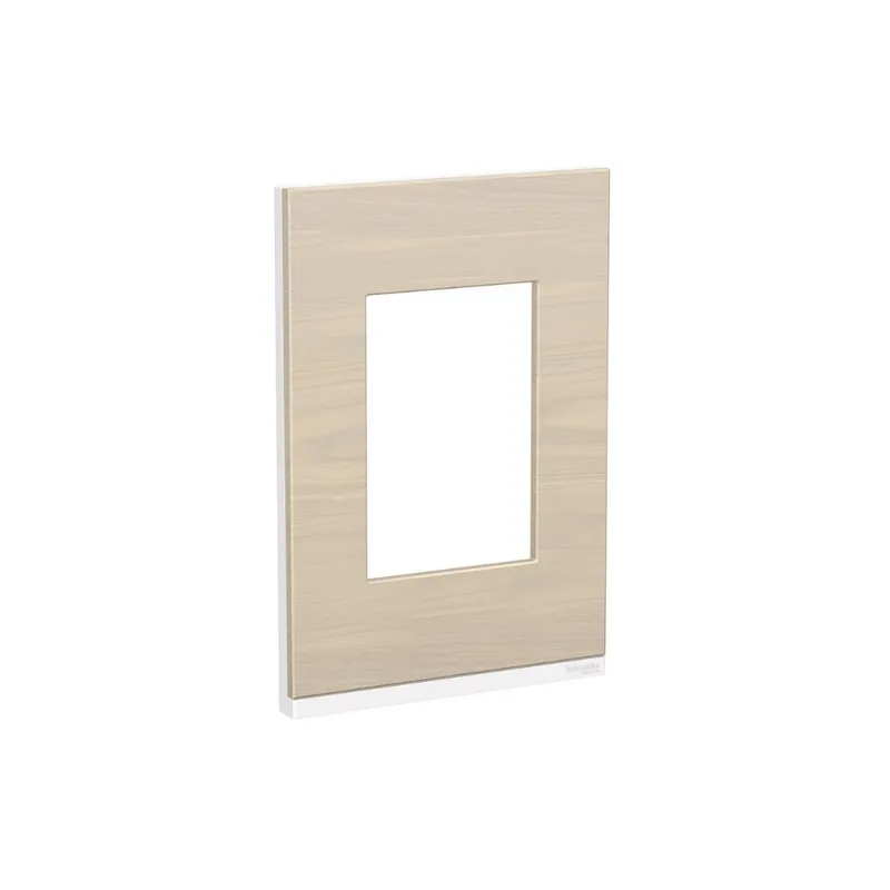 Placa 4X2 Para 3 Módulos Verticais Com Suporte Branco E Madeira Nórdica Orion Schneider