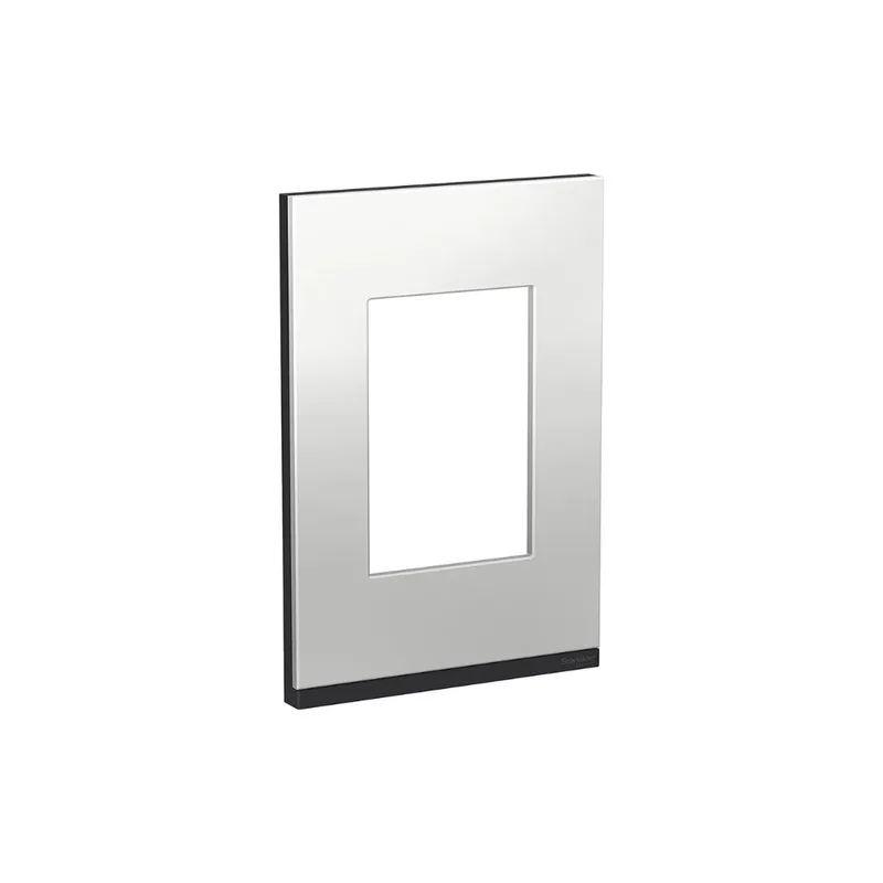 Placa 4X2 Para 3 Módulos Verticais Com Suporte Grafite E Aluminío Metal Orion Schneider