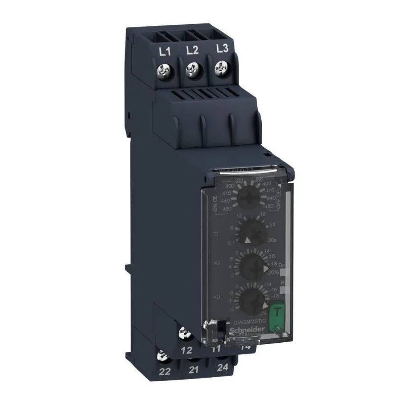 Relé de Controle Trifásico RM22TR33 Multifuncional Monitoramento de Fase Inox Schneider Electric