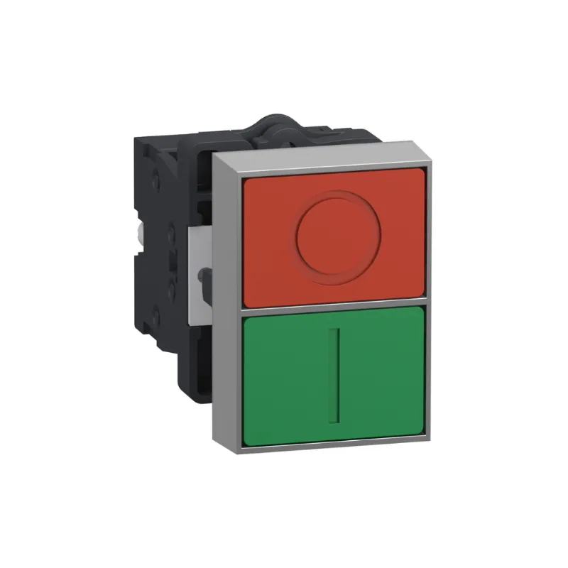 Botão Duplo Plástico 22mm 1NA+1NF Verde e Vermelho XA2EA7A3415 Schneider