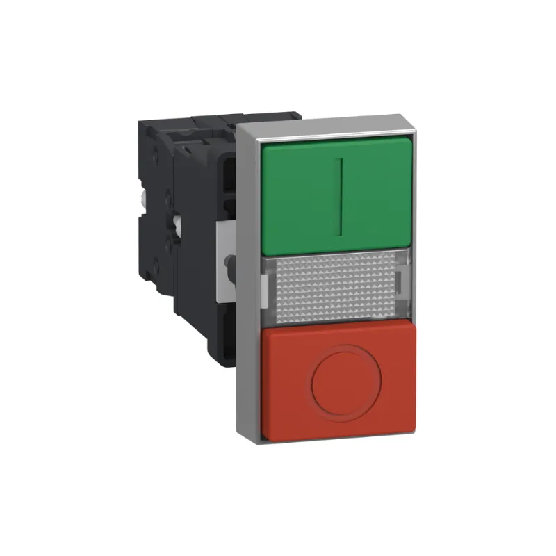 Botão Duplo Plástico 22mm 220V 1NA+1NF Verde e Vermelho XA2EW7L3741M5 Schneider