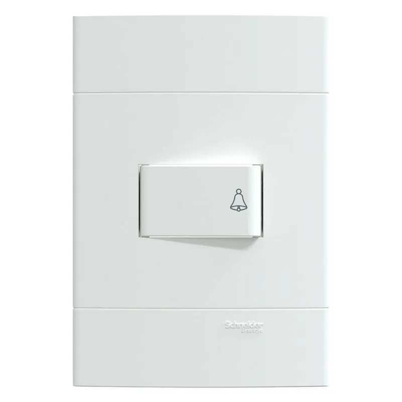Conjunto Montado Pulsador Campainha S411027 Branco Fosco Lunare Up Schneider