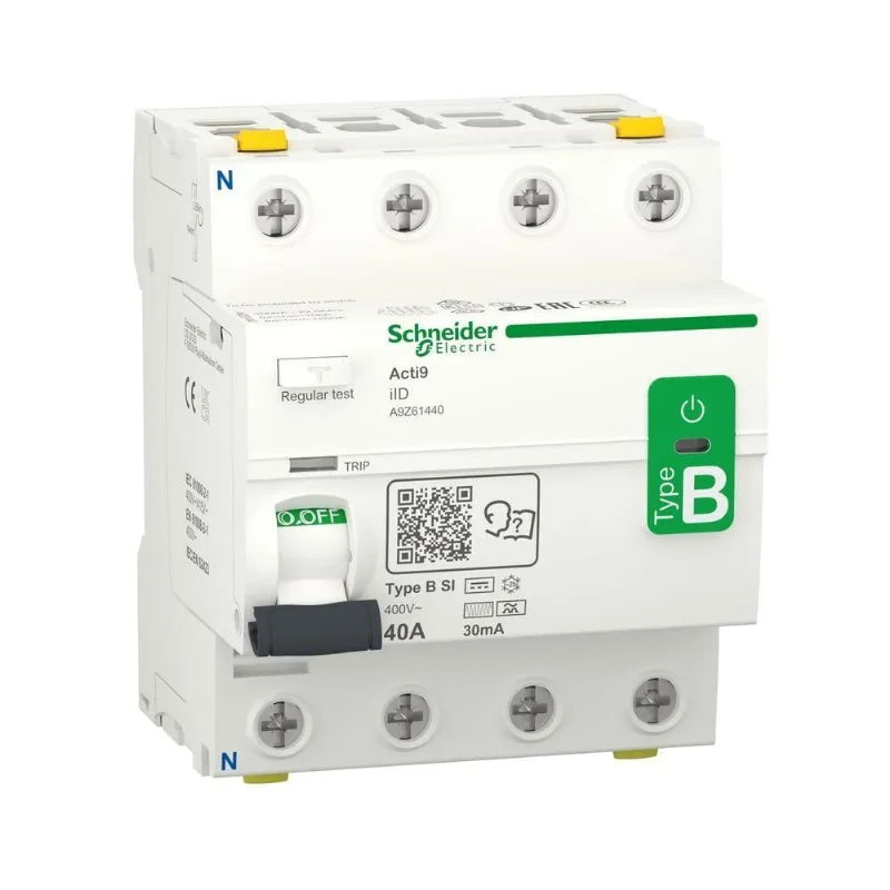 Disjuntor de Corrente Residual A9Z61440 40A 30mA 400V Tetrapolar B-SI Schneider Electric