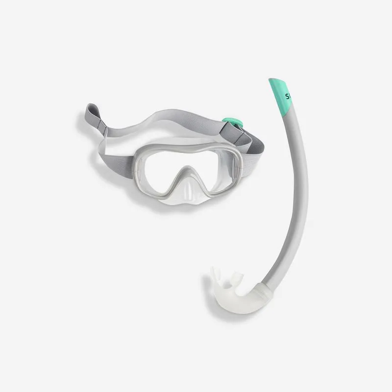 Kit de Mergulho Infantil Máscara e Snorkel Subea Cinza Máscara e Tubo de Snorkeling SUBEA 100 Criança Cinzento (Conjunto), P