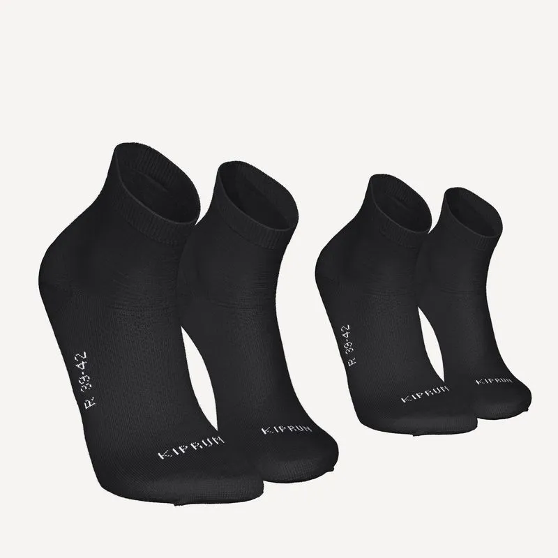Meias Finas de Corrida (Conjunto com 2 Pares) Kiprun Preta, 2.5-5 - 35/38