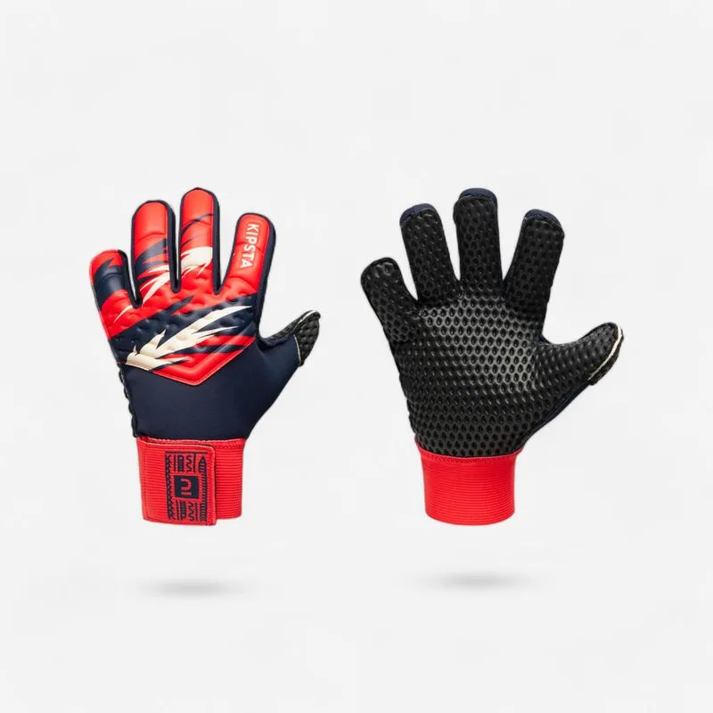Luva Infantil de Goleiro de Futebol F100 Super Resist Kipsta Vermelho Luvas de goleiro infantil de Futebol F100 Super Resist, 6