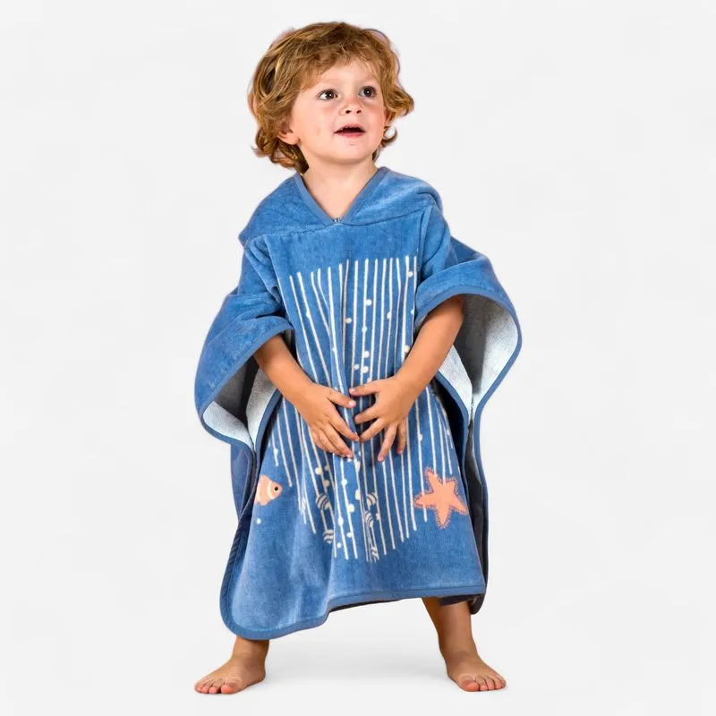 Poncho Bebè de Natação Algodão Baleia Nabaiji Azul Poncho de natação Algodão Bebé - Baleia Azul, 73-95 cm 1-3 A