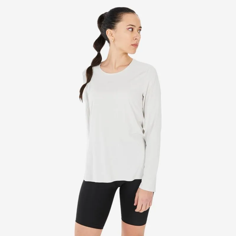 Camiseta Feminina de Trilha MH500 Quecha Bege Camisola de caminhada - MH500 - mulher, P