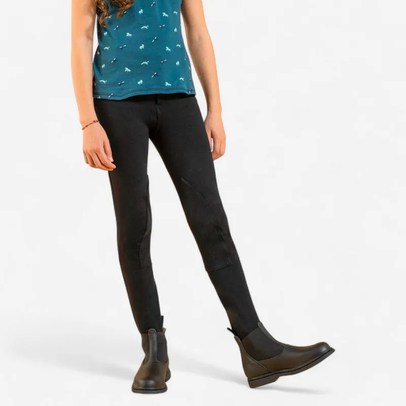 Culote Infantil de Hipismo 100 Fouganza Preto, 8 Anos
