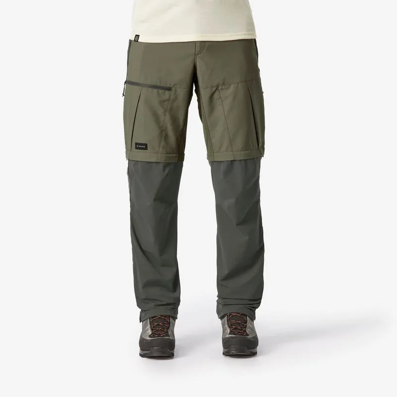 Calça Modular Masculina 2 em 1 de Trekking Resistente MT500 Forclaz Verde Cáqui - 38