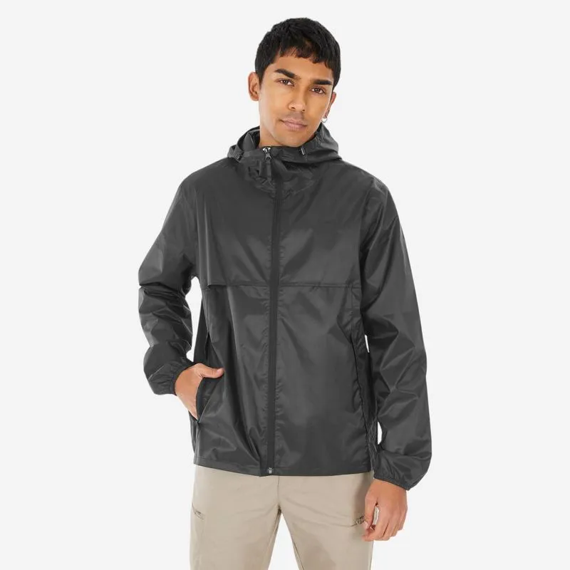 Jaqueta Masculina Trilha 100 Quechua Impermeável Preta CASACO RAINCUT FULLZIP IMPERMAEVEL MASCULINO, P