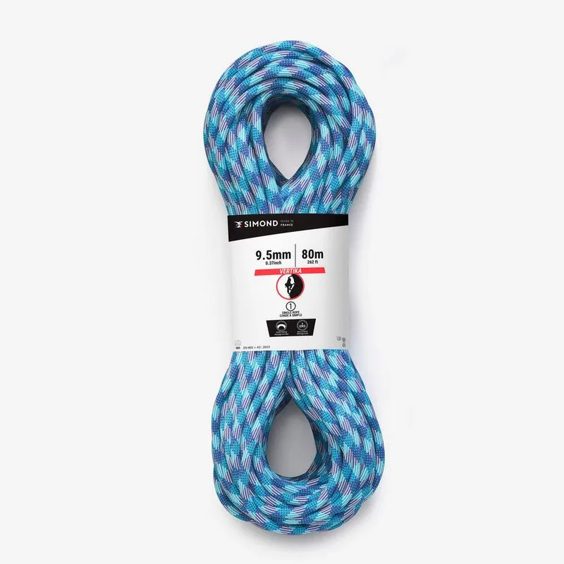 Corda de Escalada 9.5mm 80m Vertika Simond Azul - UNICO