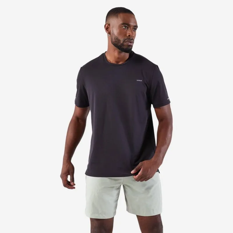 Camiseta Masculina de Corrida Dry Run 500 Kiprun Preta Camiseta Masculina de Corrida Run 500 Dry, L.