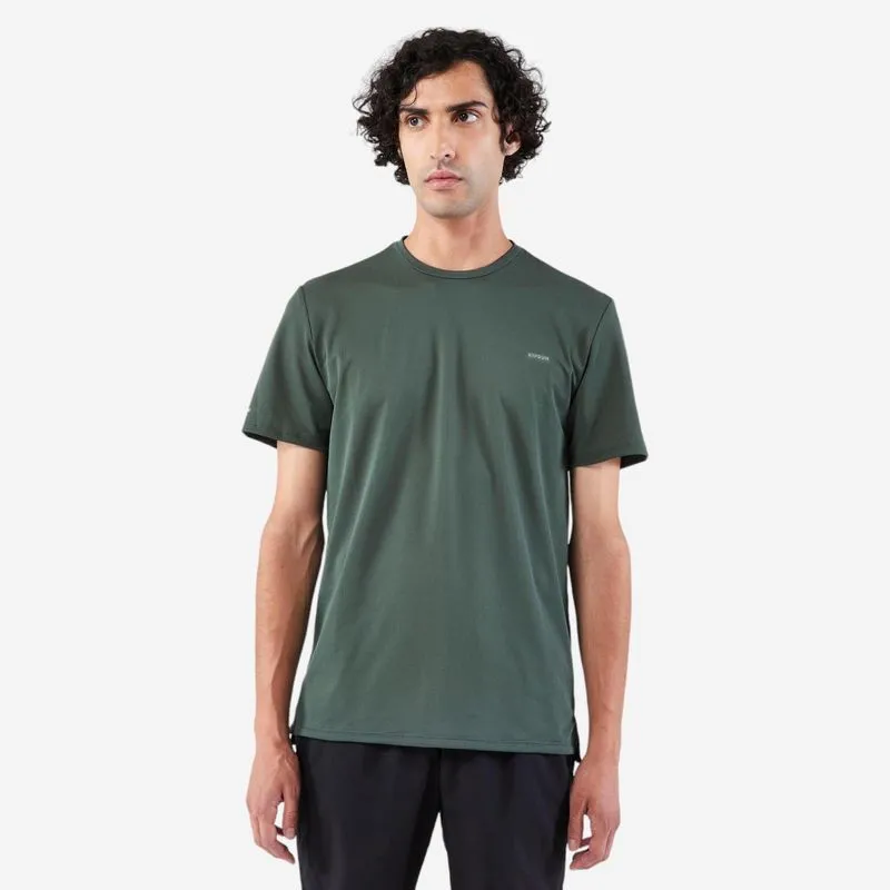 Camiseta Masculina de Corrida Dry 500 Kiprun Verde Camiseta Masculina de Corrida Run 500 Dry Kiprun Verde Escuro, 2XL.