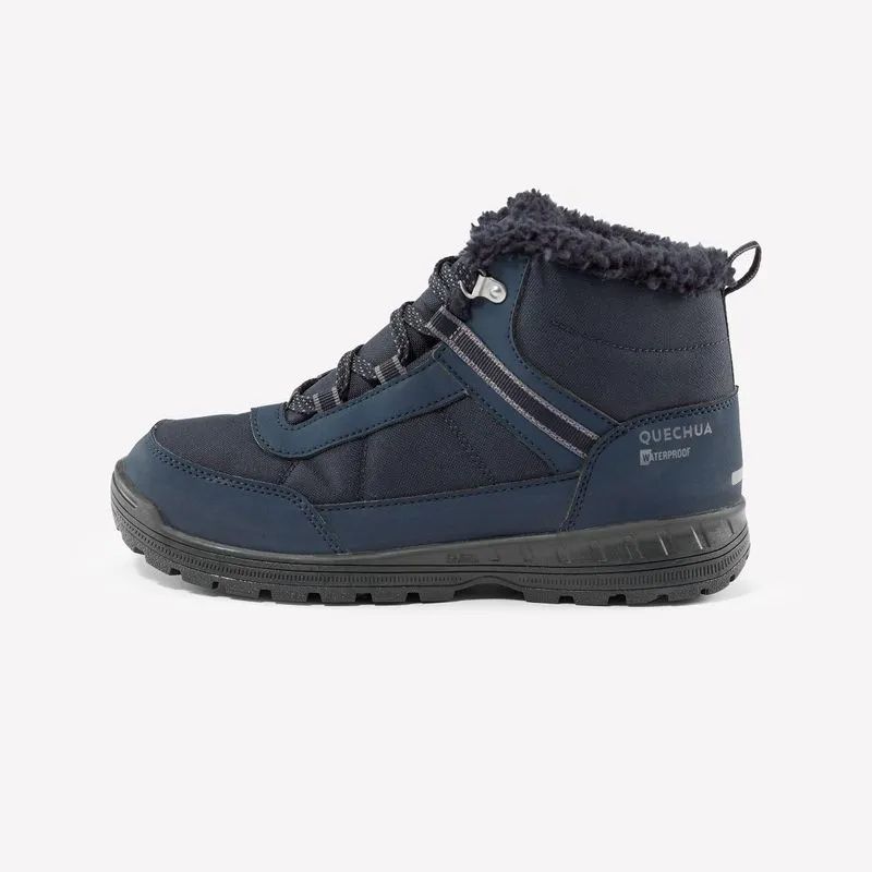 Bota Infantil de Trilha na Neve SH100 Quechua Azul Marinho Calçado de Caminhada Quente Impermeável Criança SH100 Atacadores 35-38, BR 33