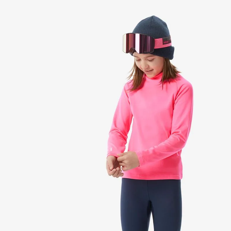 Camiseta Infantil Segunda Pele de Esqui Térmica 500 Wedze Rosa Camisa Térmica Infantil de Ski BL 500, 14 ANOS