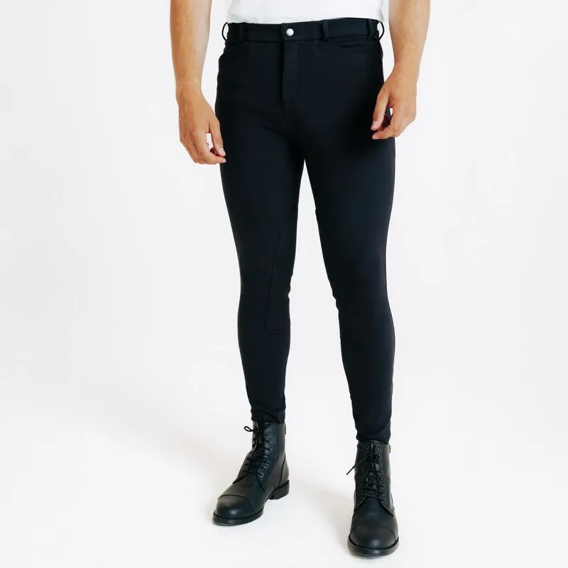 Culote Masculino de Equitação 100 Fouganza Preto Culote de Equitação Masculino 100, 4G