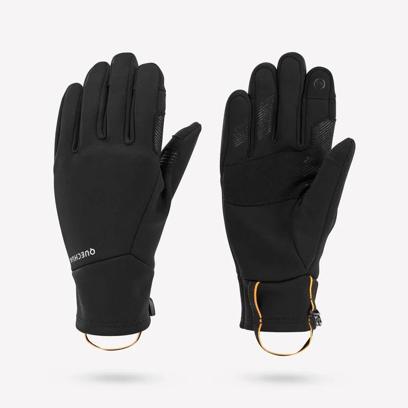 Luvas Infantis de Caminhada SH500 Quechua Preto Luvas Infantil Táteis de Caminhada Extensíveis SH500, 14 Anos