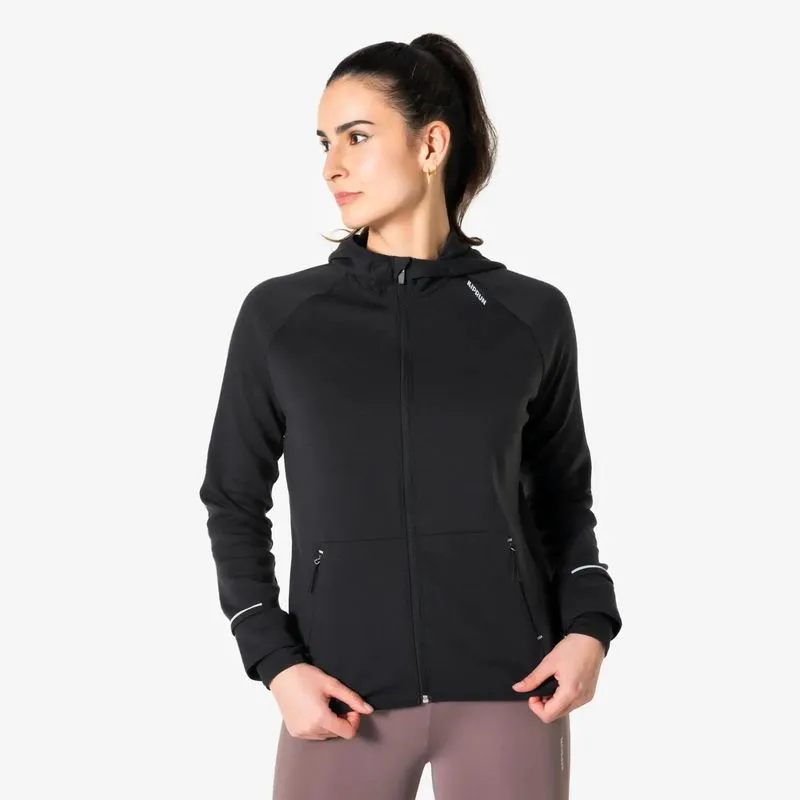 Jaqueta Feminina de Corrida Run Warm Kiprun Preta, G