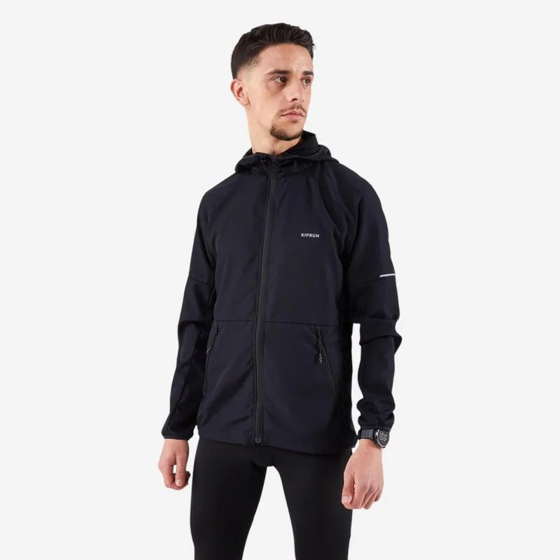 Jaqueta Masculina de Corrida Corta vento Run 100 Kiprun Preta Jaqueta masculina corta-vento para corrida e trilha - KIPRUN Run 100 Black, 2XL.