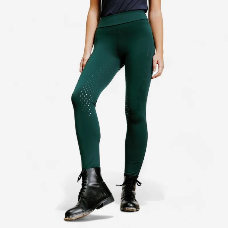 Leggings femininas para equitação full grip - verde 500, S