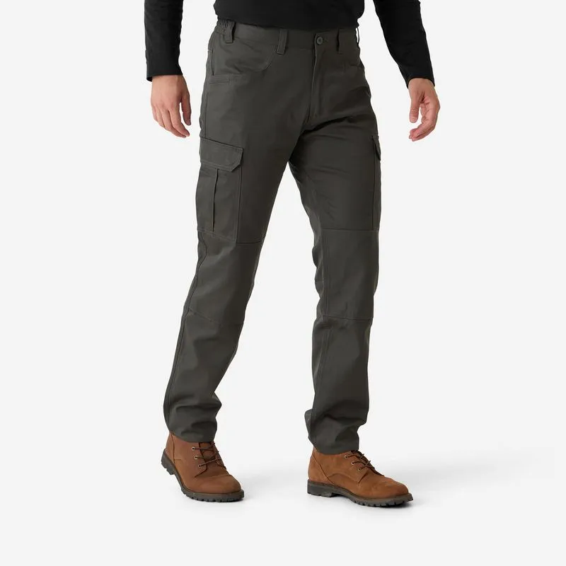 Calça Cargo Masculina Steppe 500 Solognac Verde Escuro Calça Masculina Natureza 500 Cargo Alta Resistência Solognac Verde Escuro - M