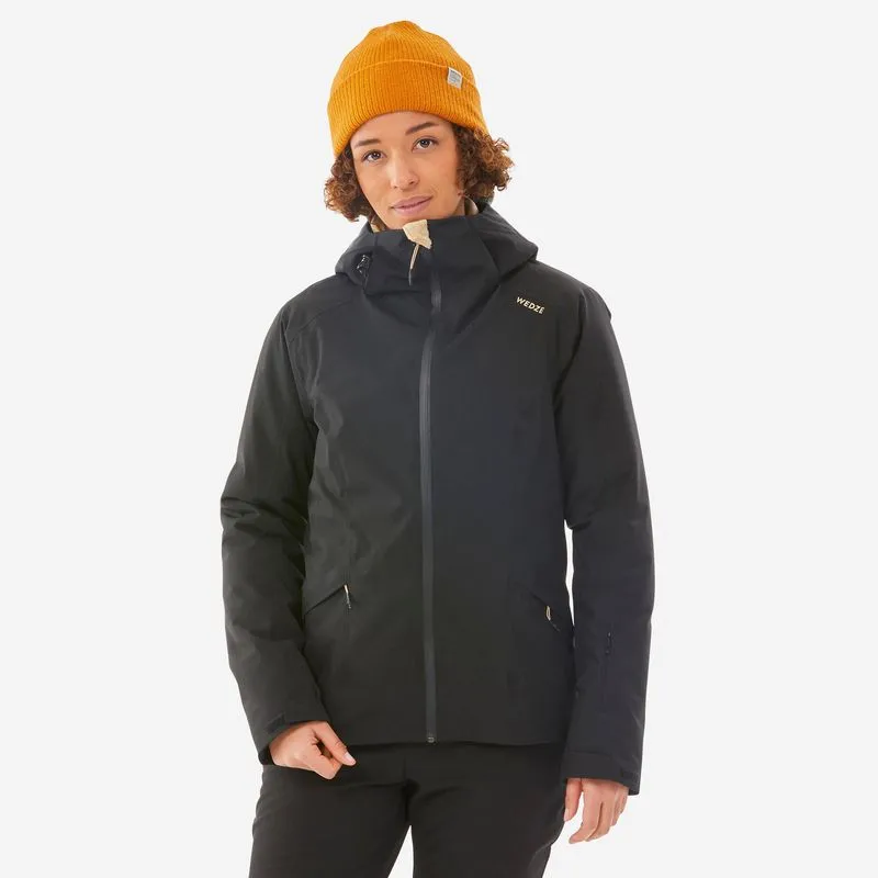 Jaqueta Feminina de Esqui 500 Impermeável Térmica Wedze Preta Casaco de ski quente e impermeável mulher, 500 preto, 3P