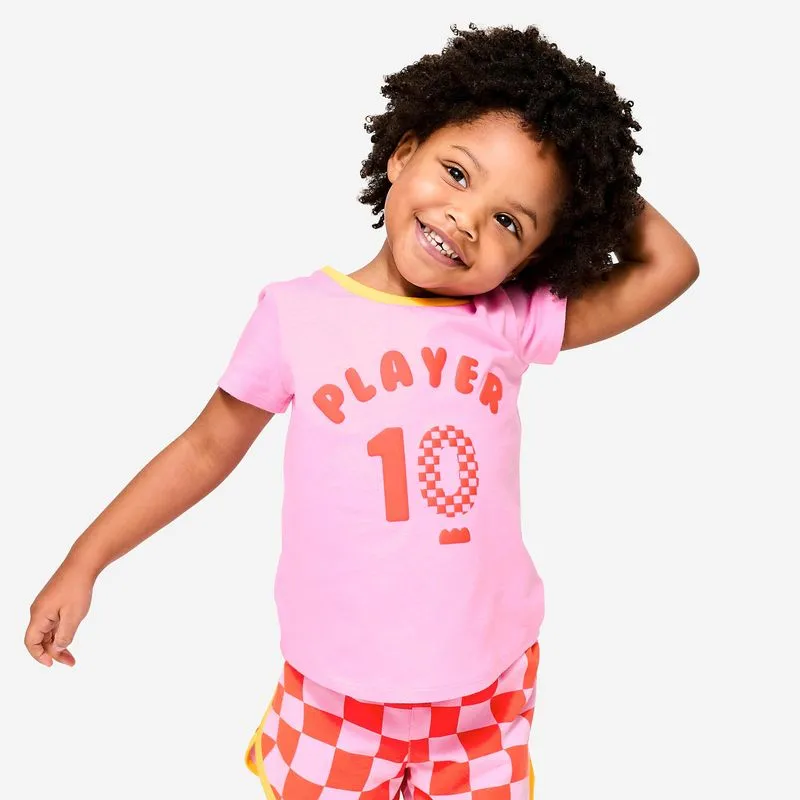 Camiseta multiesportiva infantil de algodão misto, rosa, 4 Anos