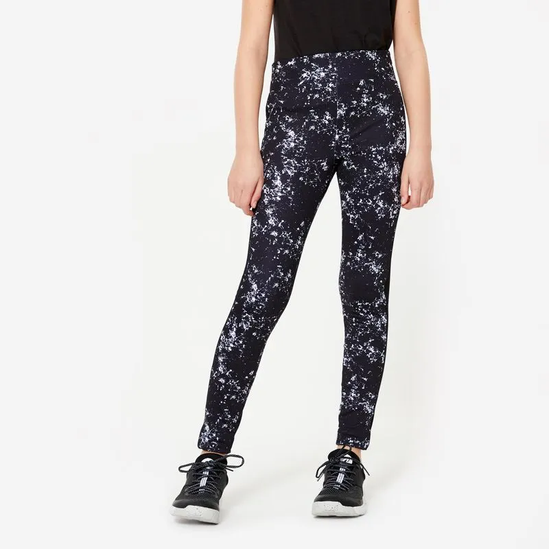 Legging Infantil de Ginástica S500 Domyos Preto Leggings Respiráveis de Ginástica Rapariga S500 Preto, 7-8 ANOS