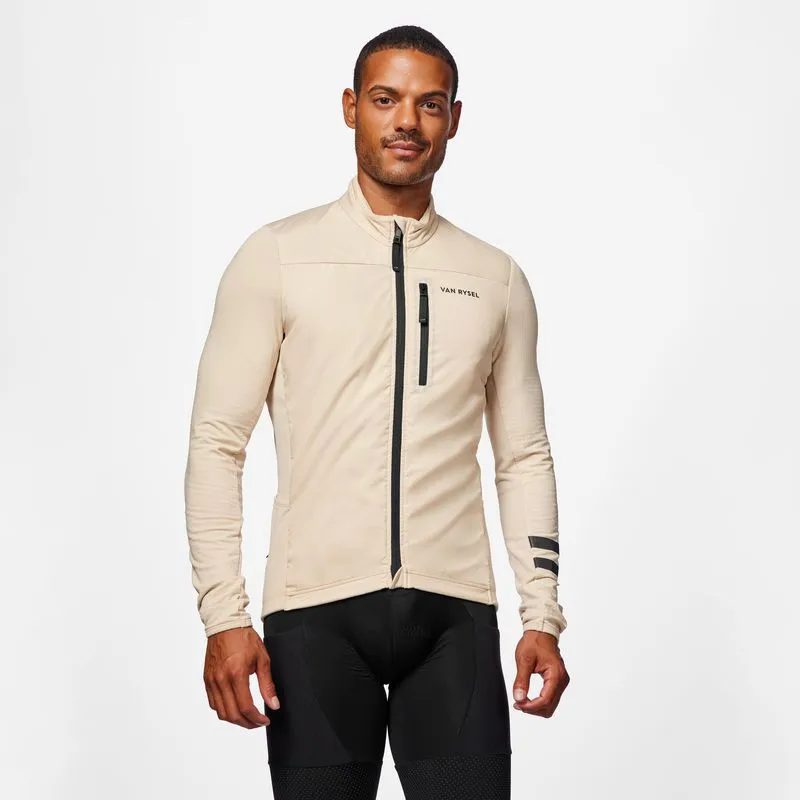 Camiseta de Manga Comprida Masculina Ciclismo de Estrada EDR Bege, L.