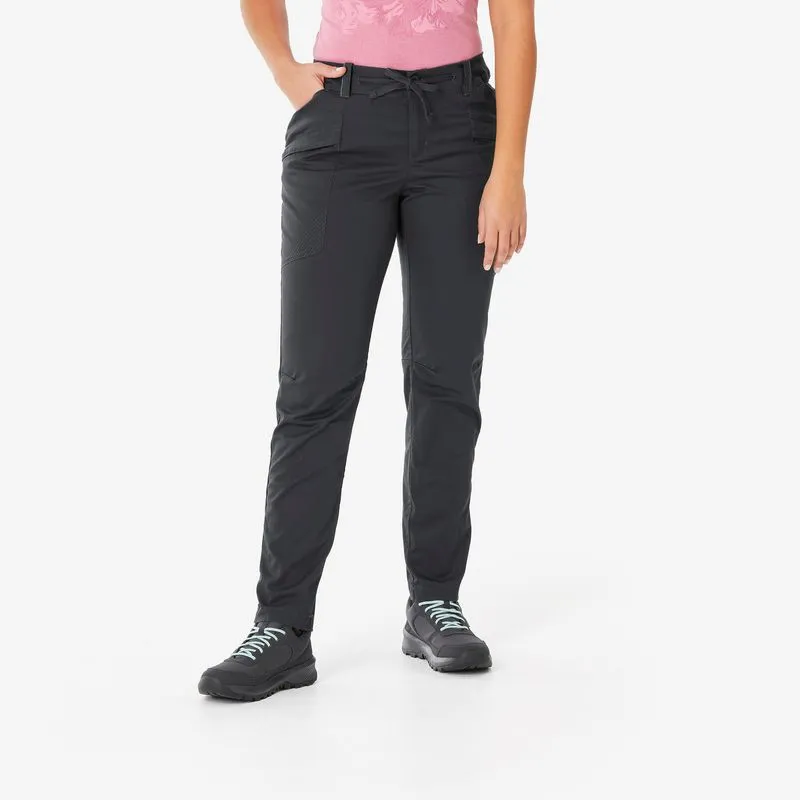 Calça Feminina de Caminhada NH500 Quechua Cinza Calças de Caminhada Mulher - NH500 Regular - cinzento, G
