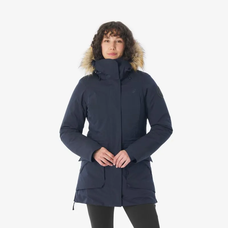 Casaco Feminino de Trilha SH500 Ultra Warm Parka Quechua Azul Marinho Casaco Impermeável de Caminhada Inverno Mulher SH900 -20°C, XS