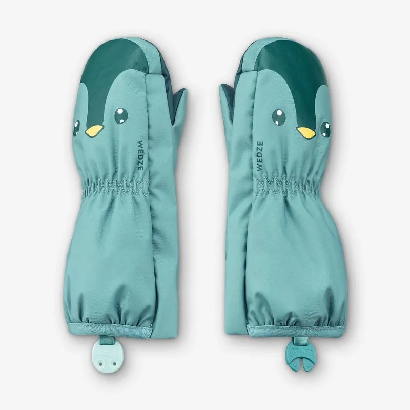 Luvas sem dedos de ski bebé, 500 warm azul, 73-81cm 12-18M