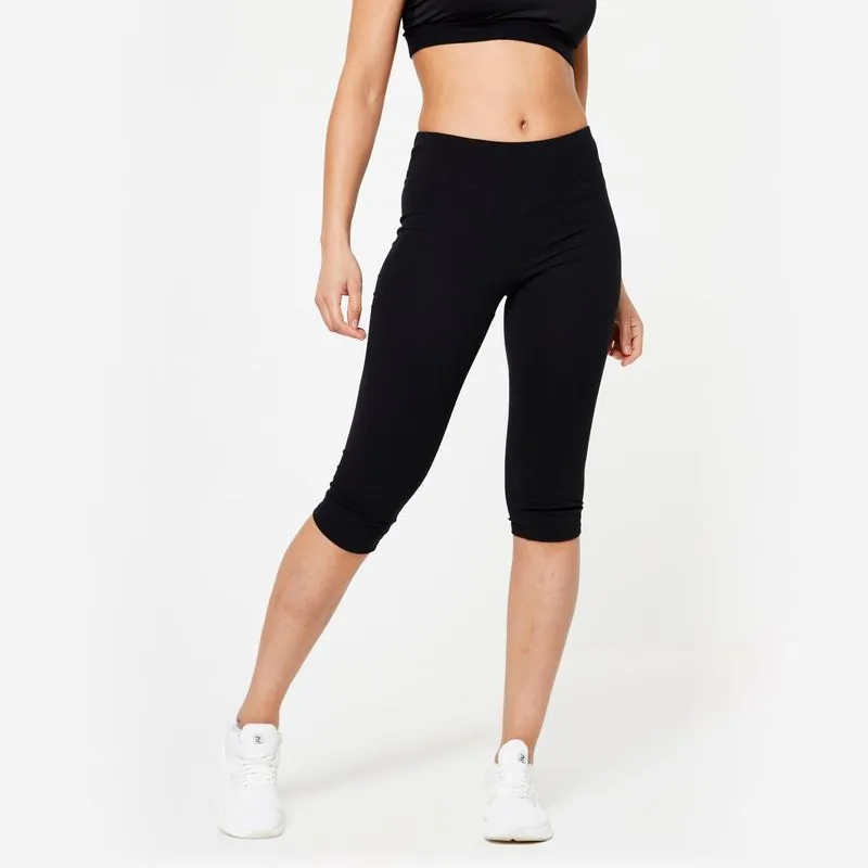 Legging Feminina de Treino 500 Domyos Preta Corsários Feminino Slim de Treino 500 Domyos, 3G (L31)