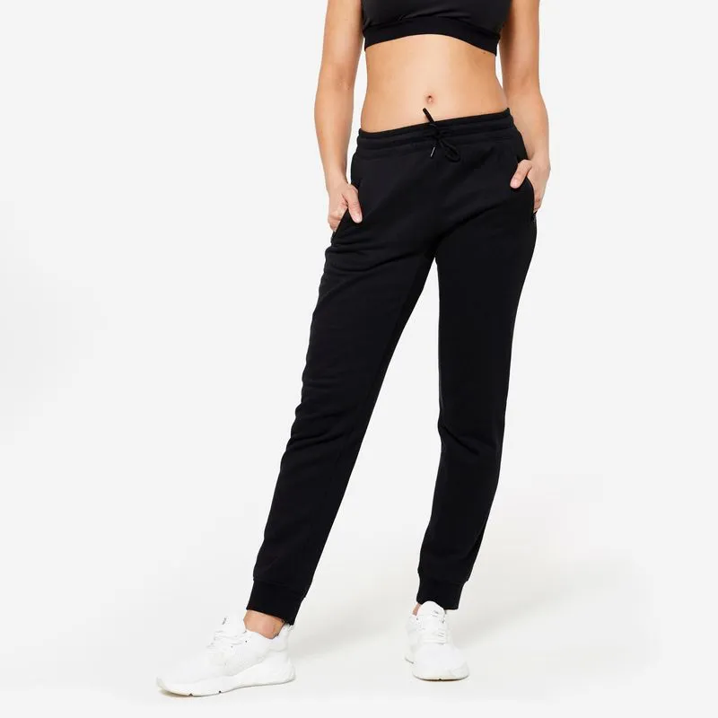 Calça Moletom Feminina de Treino Domyos Preta Calça Moletom Feminina de Treino, P