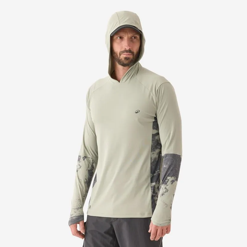 Camiseta Masculina de Pesca Manga Longa UPF50+ Caperlan Verde Camiseta de pesca com capuz anti-UV 500 UPF 50+, G