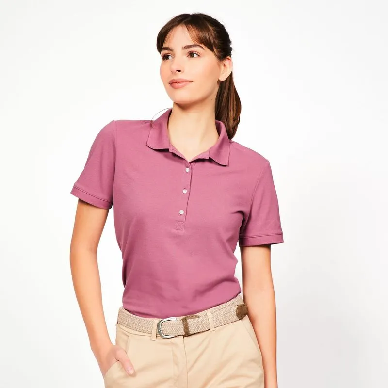 Polo de Golf Manga Curta em Algodão para Mulher Mw500 Inesis Roxa, P