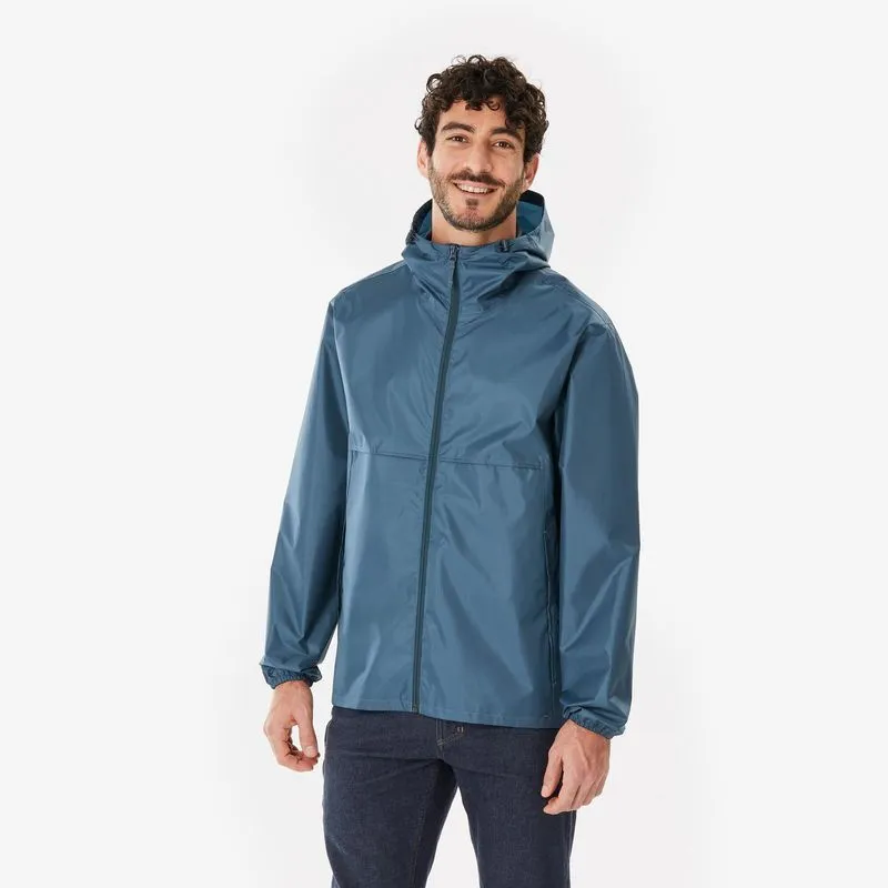 Jaqueta Masculina de Trilha 100 Raincut Impermeável Quechua Azul CASACO RAINCUT FULLZIP AZUL H, 3XL.