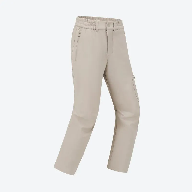 Calça Infantil de Trilha na Neve MH100 SoftShell Quechua Bege, 12-13 ANOS