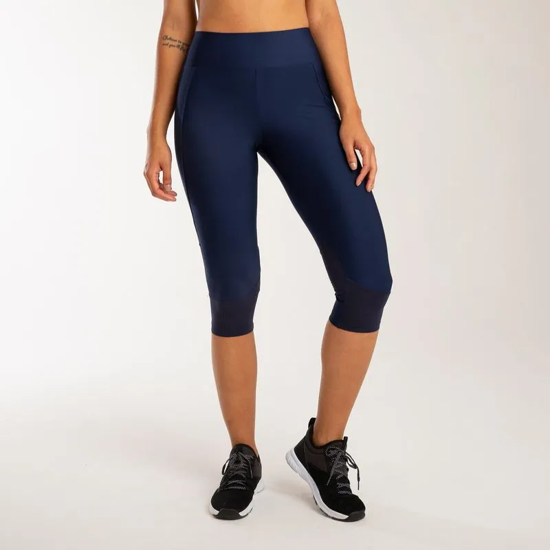 Legging Feminina Capri de Treino Mesh 120 Domyos Azul - PP