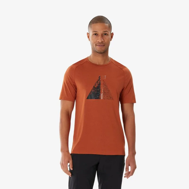 T-shirt de Caminhada Homem, MH500 castanho, XS.