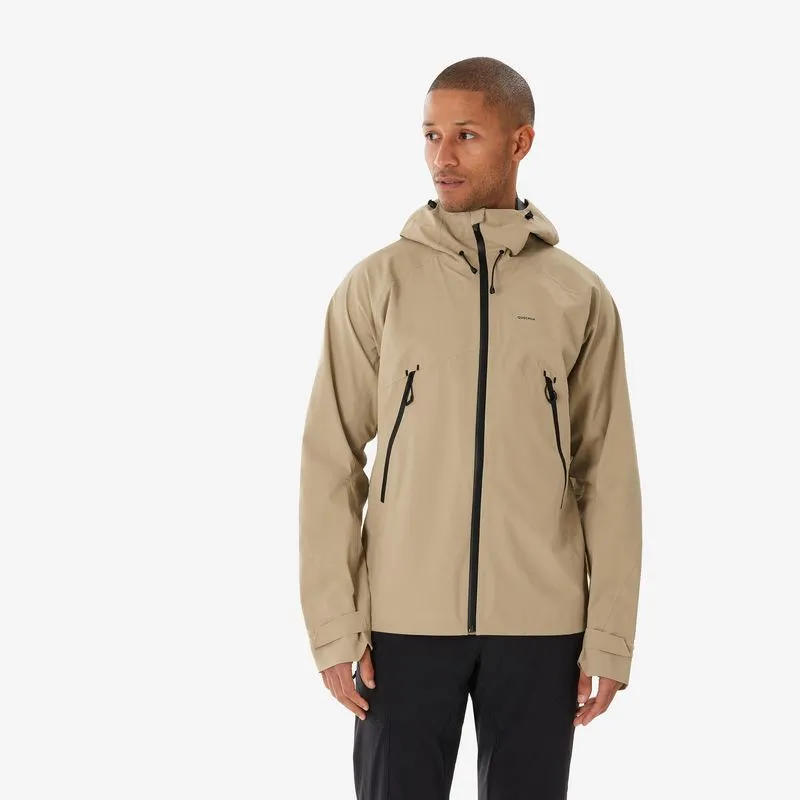 Jaqueta Masculino de Trilha Impermeável MH500 Quechua Bege Jaqueta Masculina Impermeável para Trilha MH500 Quechua Bege, M.