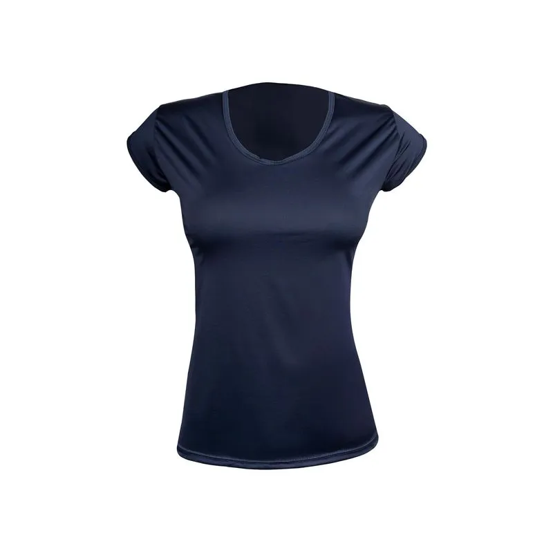 Camiseta Feminina de Treino Domyos Azul Marinho Camiseta Feminina Fitness Respi 100 em Poliéster, P