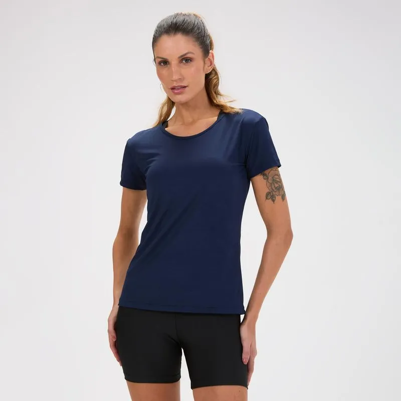 Camiseta Feminina de Treino 100 Domyos Azul Marinho, G