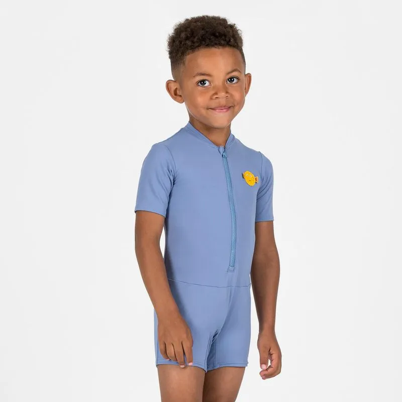 Short de bebê com mangas curtas e pernas - Azul, 12 Meses